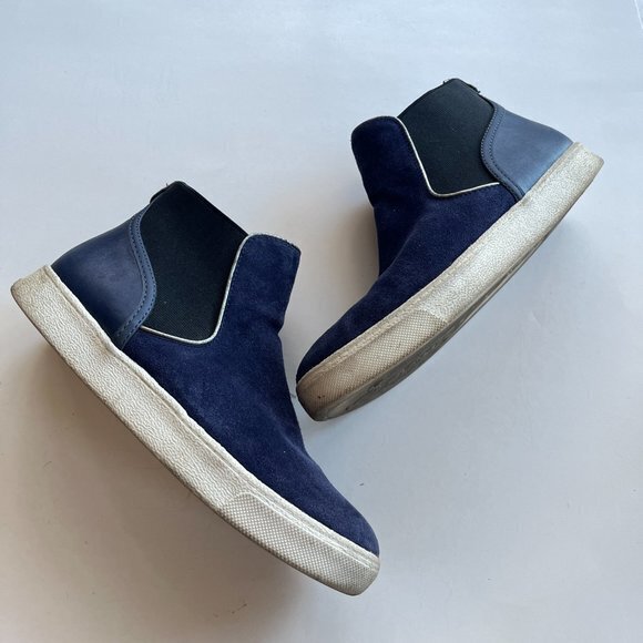 Sam Edelman Margot High Top Chelsea Sneaker Size 7M Blue Suede Leather Shoes - Picture 4 of 8